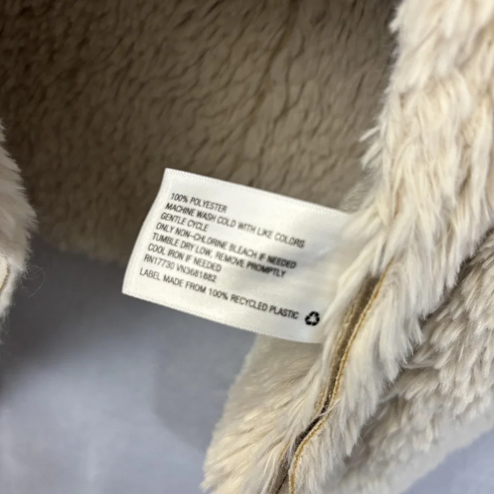 Knox Rose Faux Shearling Vest Womens Large Cream White Open Front Waterfall Cozy